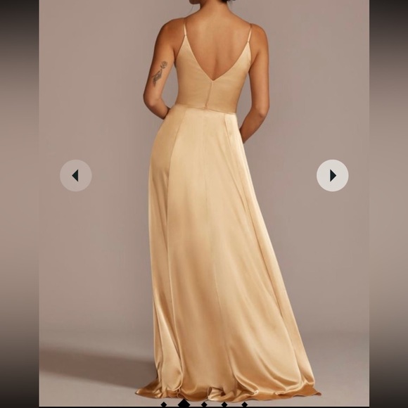 David’s Bridal charmeuse deep v-neck a-line bridesmaid dress - Picture 2 of 3